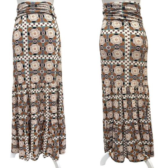 Voom by Joy Han VTG 00s Tiered Maxi Skirt Strapless Dress Geometric Mod Boho XS - Picture 6 of 12